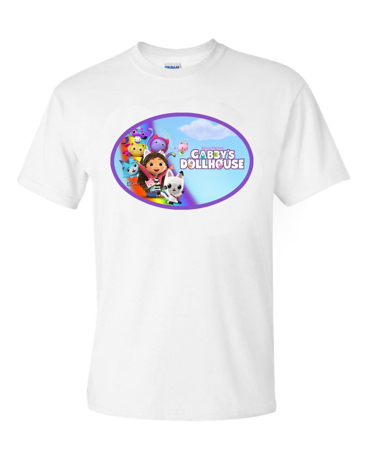 Gabbys Dollhouse inspired shirt with kids custom name free on back or arm T Shirt Rack